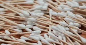 Pile of wooden cotton swabs